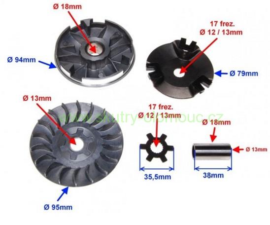 Variátor 2T 50 ccm - 13mm s polořemenicí